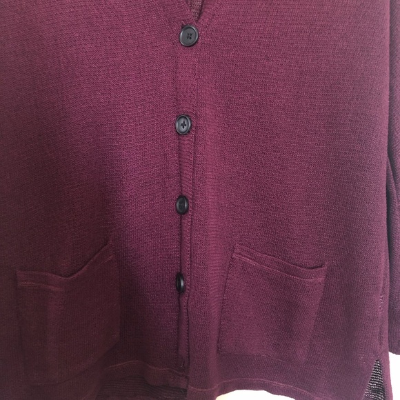 2015 American Eagle Vneck Button Up Knit Cardigan Cranberry/Burgundy Size Large - Picture 5 of 16